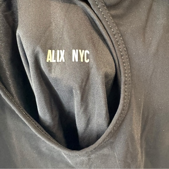 Alix Nyc Dorest Asymmetrical Neckline Cutout Bodysuit Small Black - Picture 6 of 9